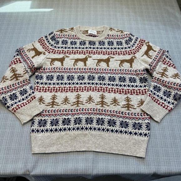 J.Crew Other - J.Crew 100% Wool Fair Isle Labrador Dog Nordic Sweater Mens Large Holiday Cabin